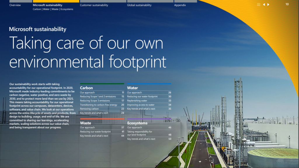 Example page from ESG report for Microsoft
